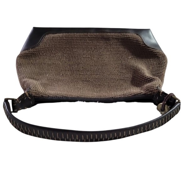 The Sak Baguette Womens Bag, Brown Crocheted Stitched Strap Hard Bottom - Picture 7 of 13